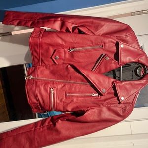 Red Faux leather Jacket
